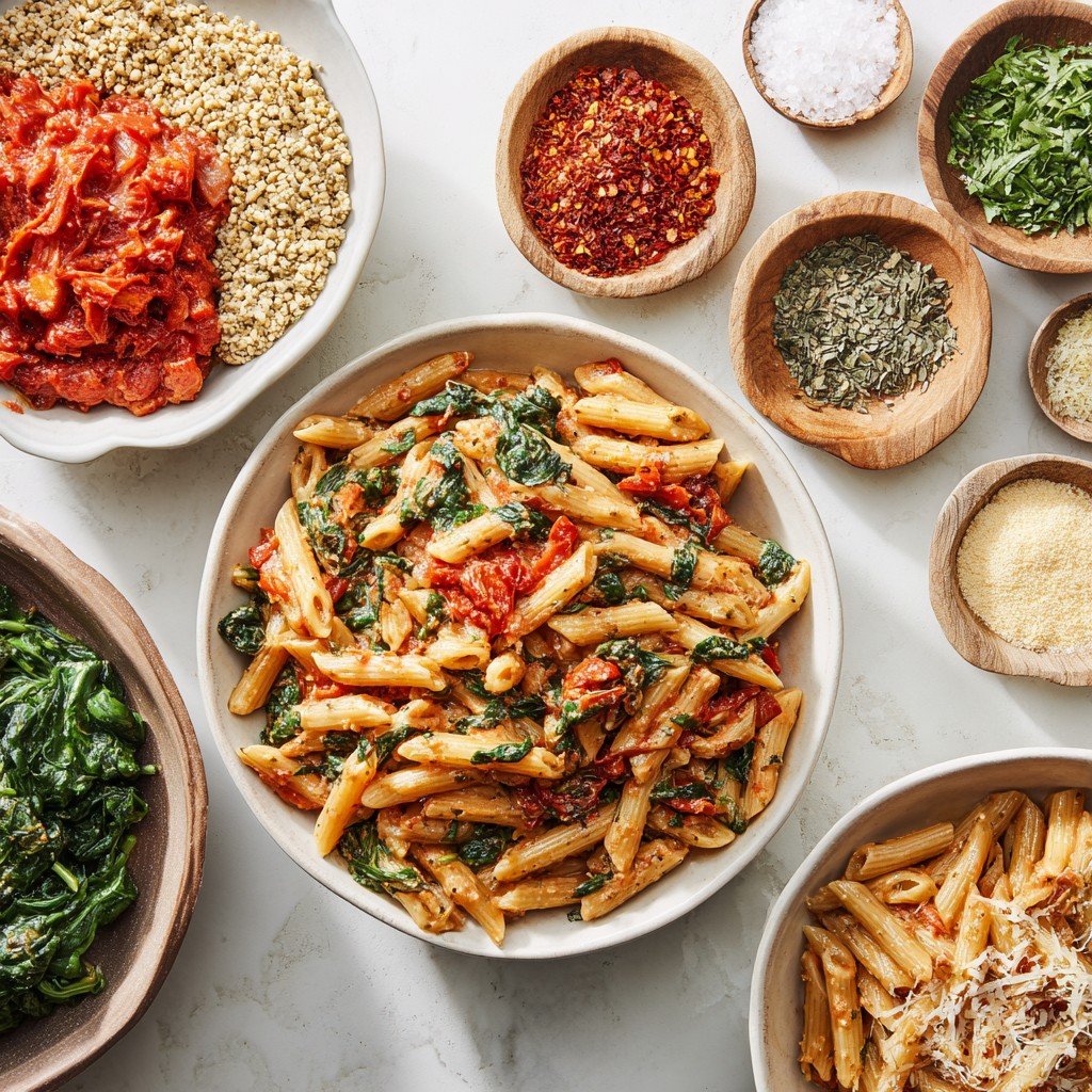 Just 1 Creamy Spinach Tomato Pasta Recipe