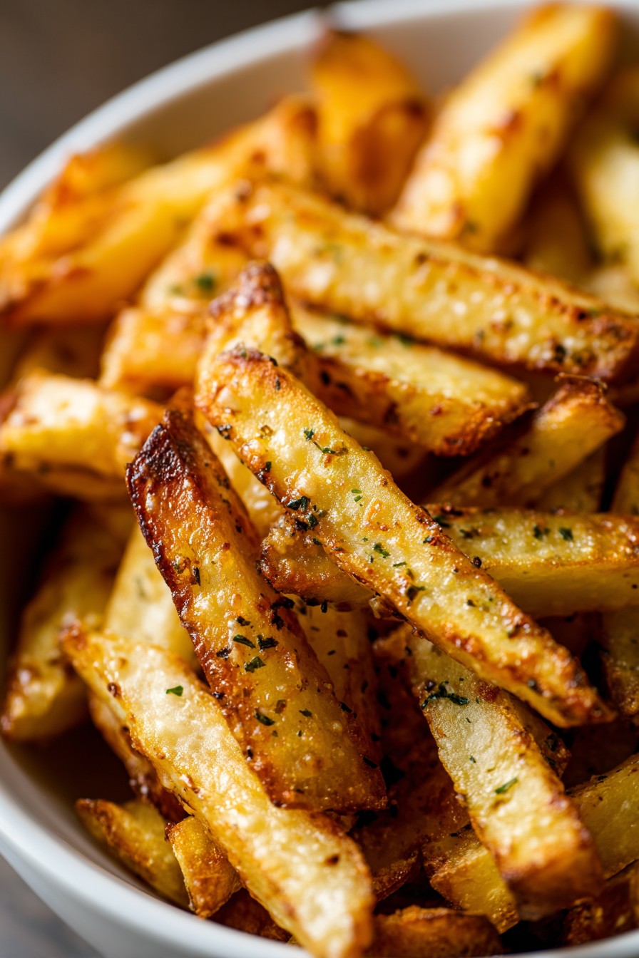 Air Fryer Garlic Parmesan Fries with 3 Irresistible Crunch