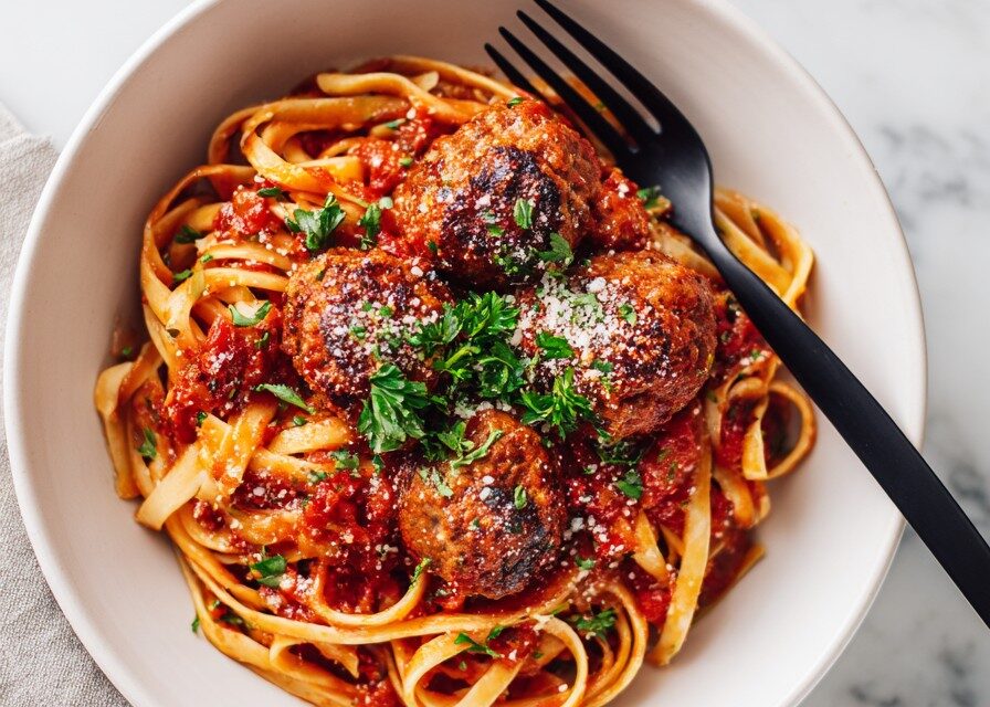 Chicken Parmesan Meatballs finished dish