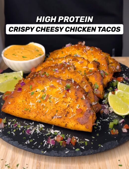 High Protein Crispy Cheesy Chicken Tacos Recipe