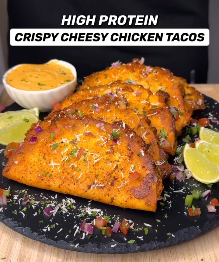 High Protein Crispy Cheesy Chicken Tacos Recipe