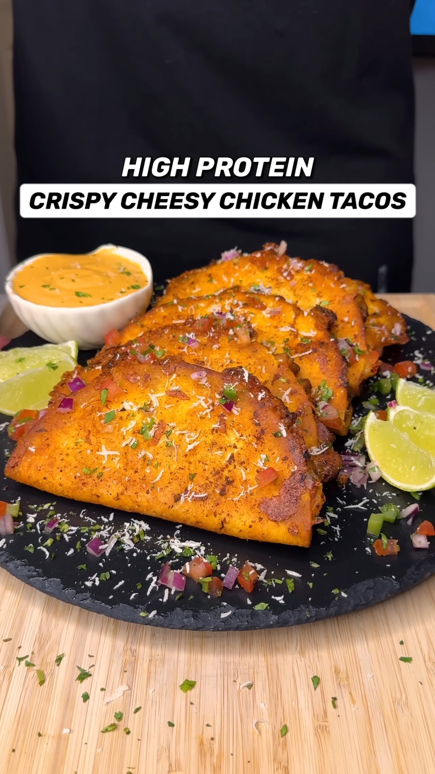 High Protein Crispy Cheesy Chicken Tacos Recipe