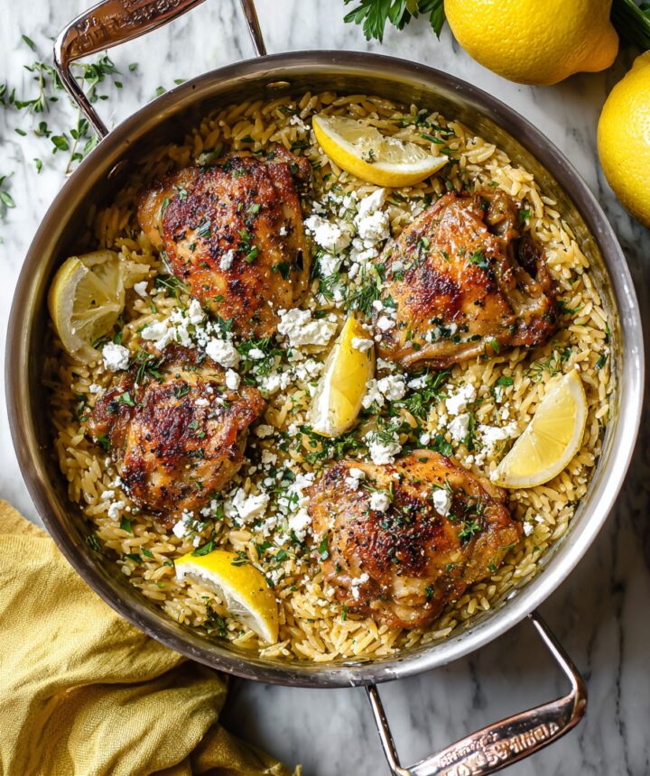 One Pot Lemon Pepper Chicken with Orzo Recipe