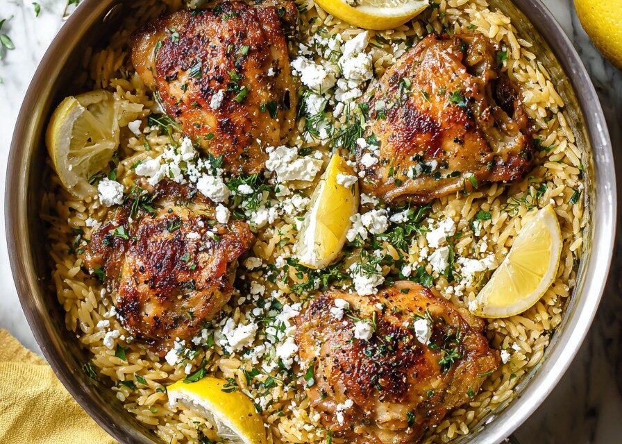 One Pot Lemon Pepper Chicken with Orzo cooking step