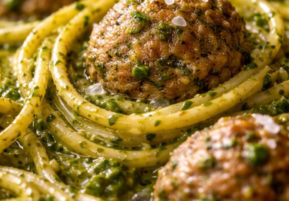 Pesto Pasta with Turkey Meatballs