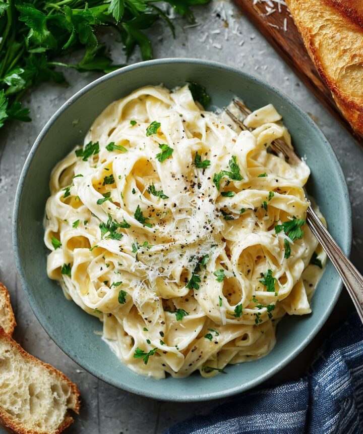Traditional Fettuccine Alfredo in 20 Minutes