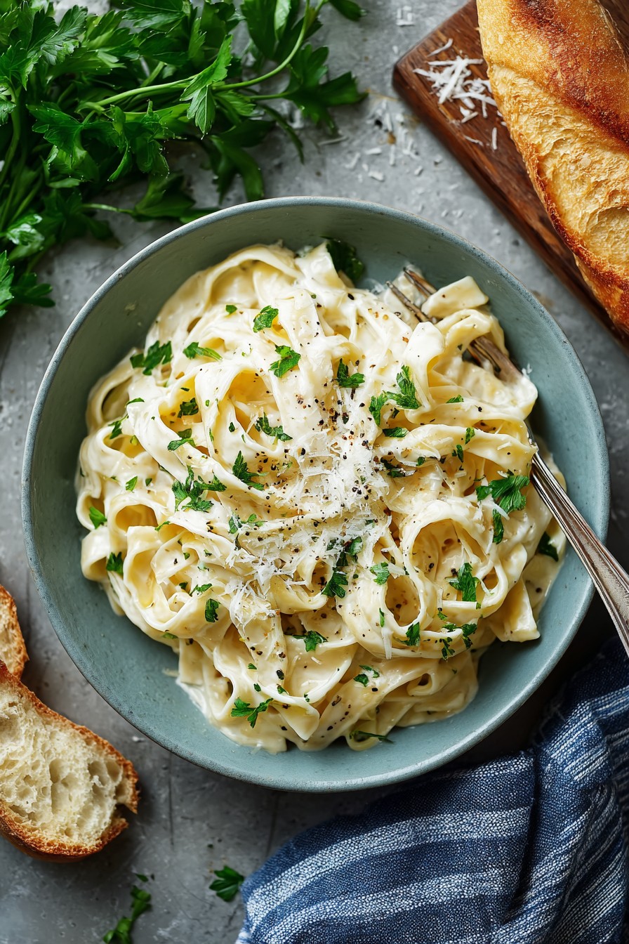 Traditional Fettuccine Alfredo in 20 Minutes